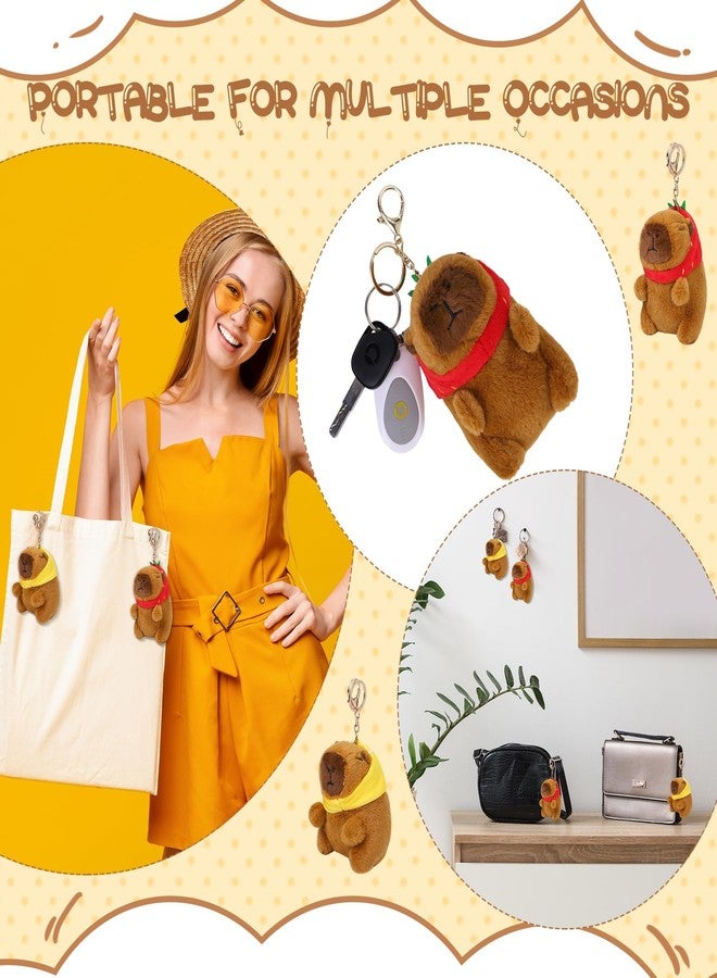 Aodaer 2 Pieces Capybara Plush Keychain, Capybara Stuffed Animals Plush Toy Pendant for Backpack Birthday Gifts Party Favor (Strawberry Hat, Lemon Hat) - Image 5